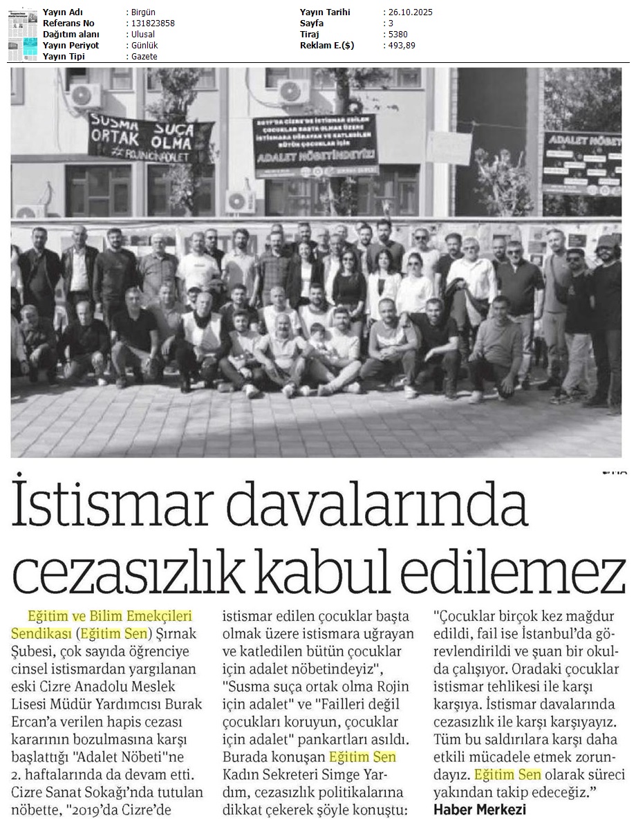 İstismar Davalarında Cezasızlık Kabul Edilemez / Birgün