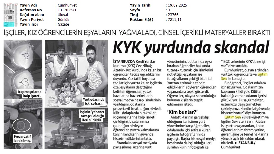KYK Yurdunda Skandal / Cumhuriyet