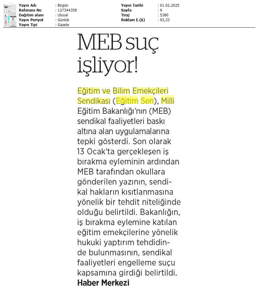 MEB Suç İşliyor / Birgün
