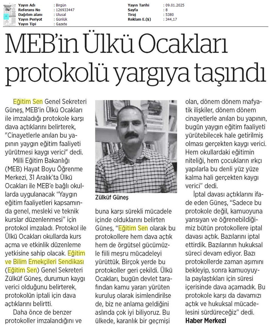 MEB'in Ülkü Ocakları Protokolü Yargıya Taşındı / Birgün
