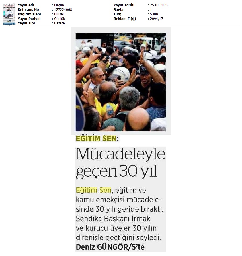 Mücadeleyle Geçen 30 Yıl / Birgün
