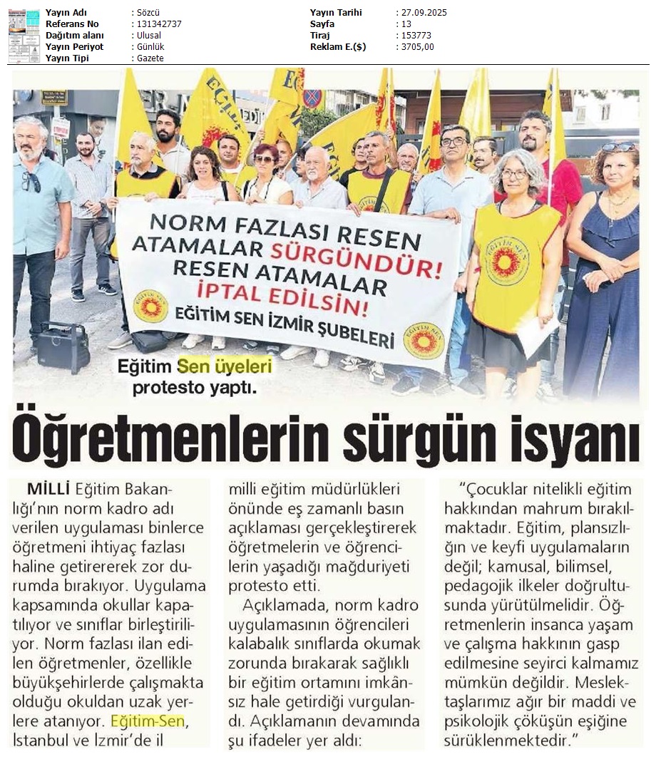 Öğretmenlerin Sürgün İsyanı / Sözcü