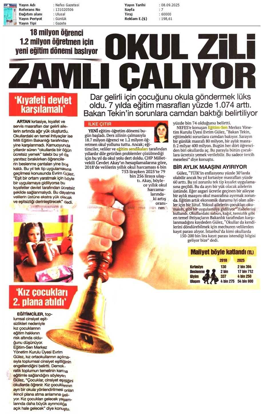 Okul Zili Zamlı Çalıyor / Nefes Gazetesi