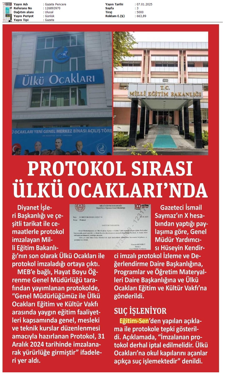 Protokol Sırası Ülkü Ocaklarında / Gazete Pencere