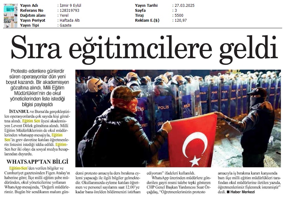 Sıra Eğitimcilere Geldi / İzmir 9 Eylül