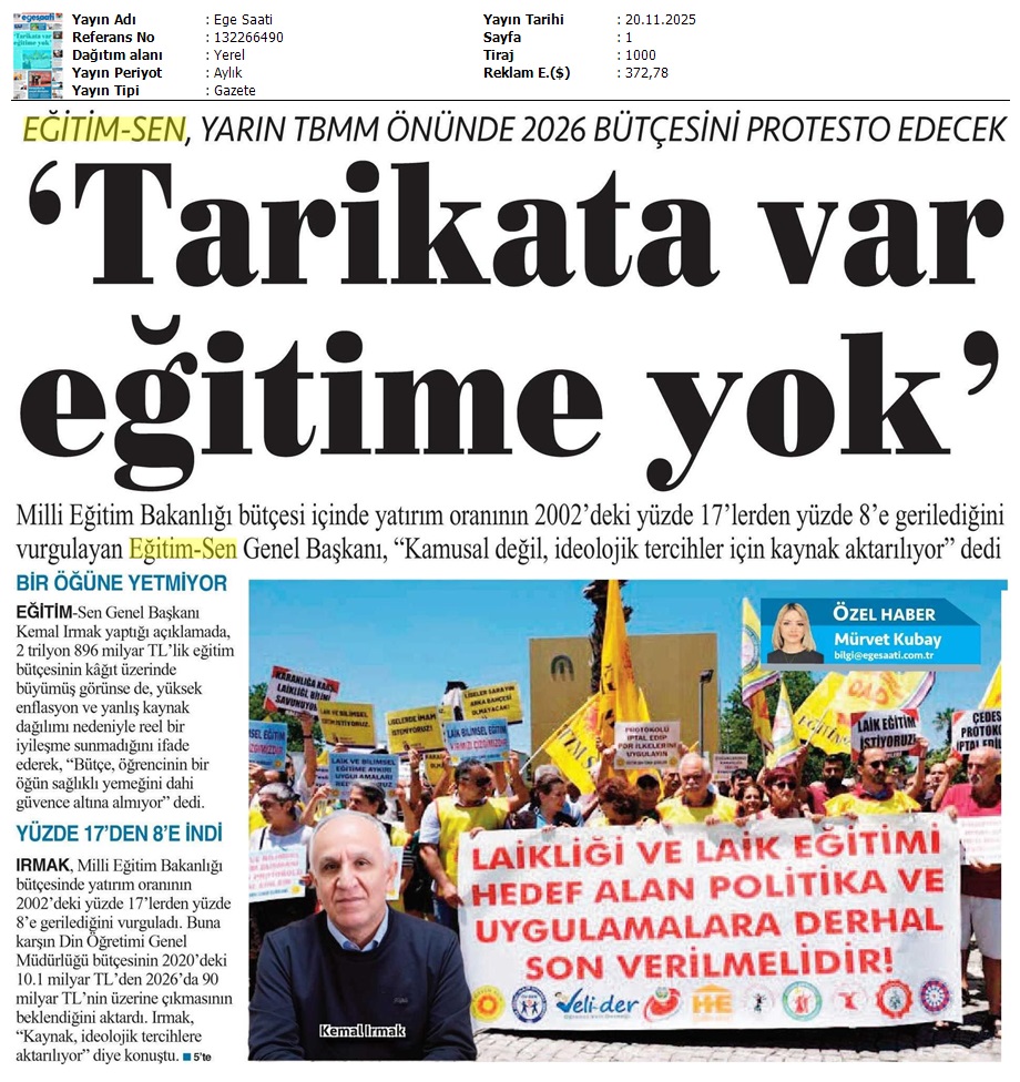 Tarikata Var Eğitime Yok / Ege Saati