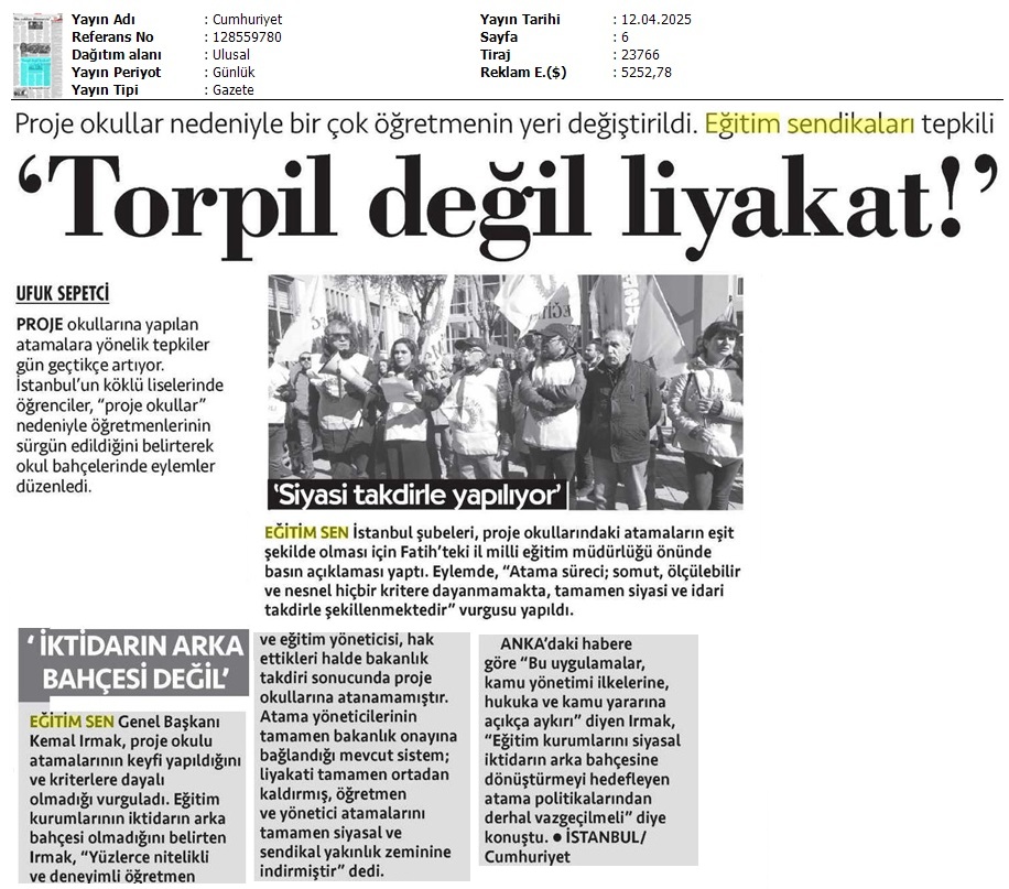 "Torpil Değil Liyakat!" / Cumhuriyet