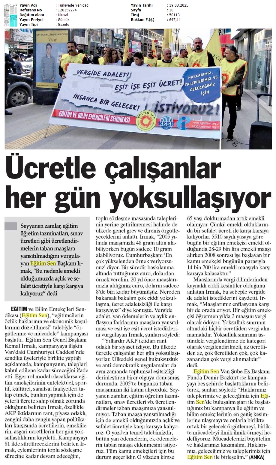 Ücretle Çalışanlar Her Gün Yoksullaşıyor / Türkiye'de Yeniçağ