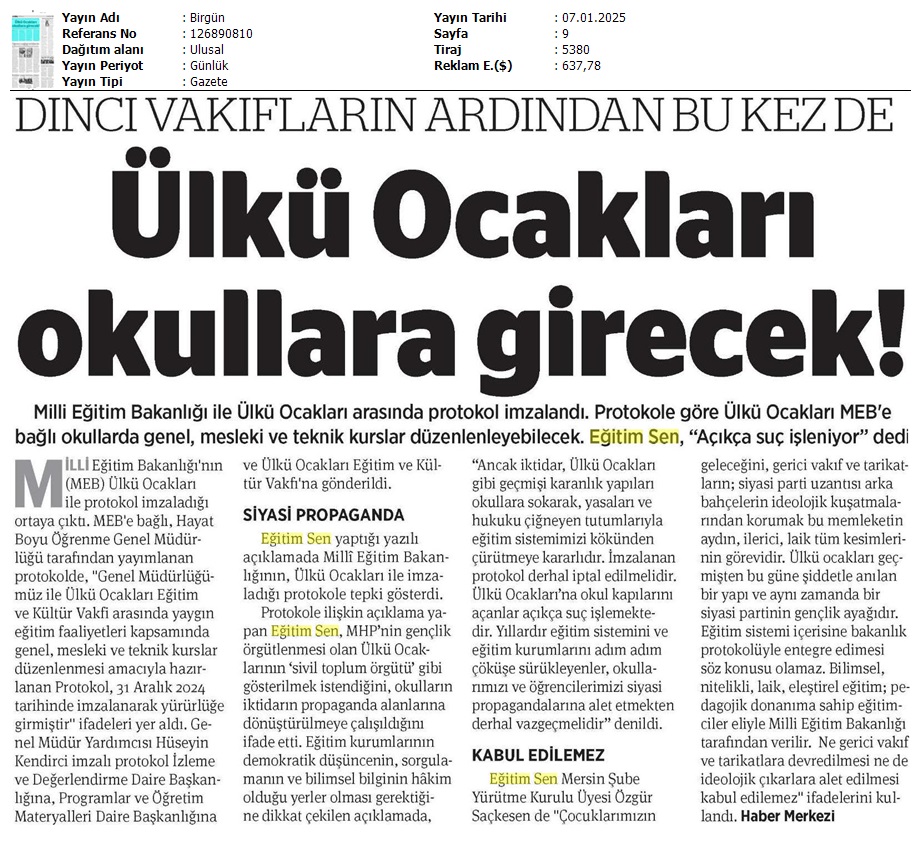 Ülkü Ocakları Okullara Girecek! / Birgün