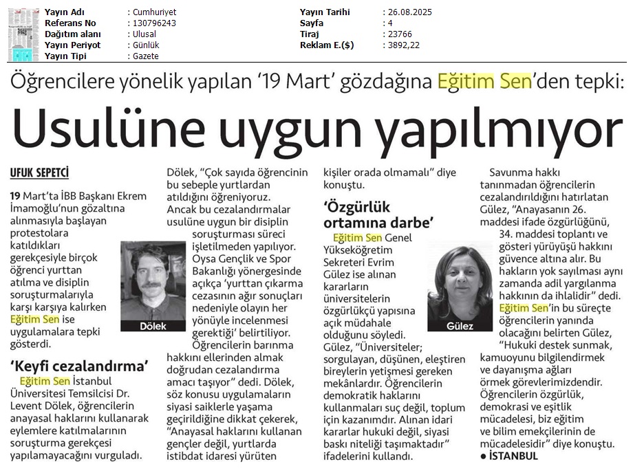 Usulüne Uygun Yapılmıyor / Cumhuriyet