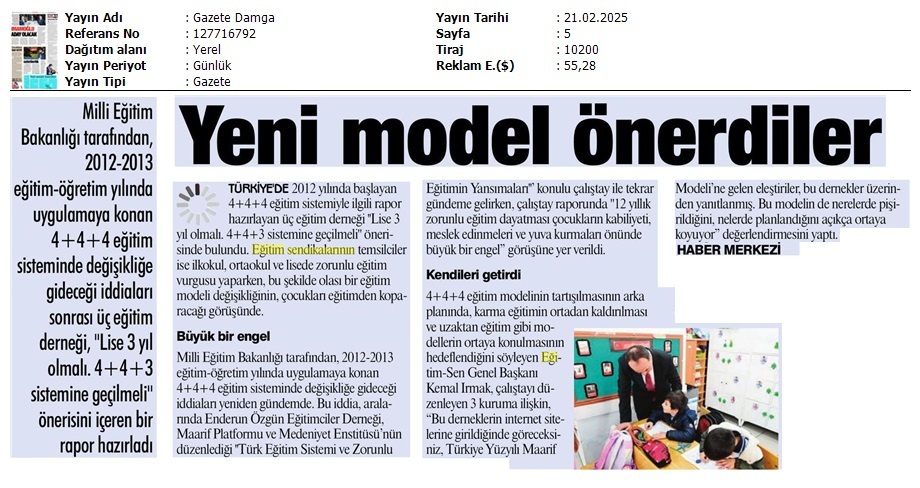 Yeni Model Önerdiler / Gazete Damga